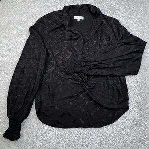 Caroline Constas Black Bette Blouse Balloon Sleeves